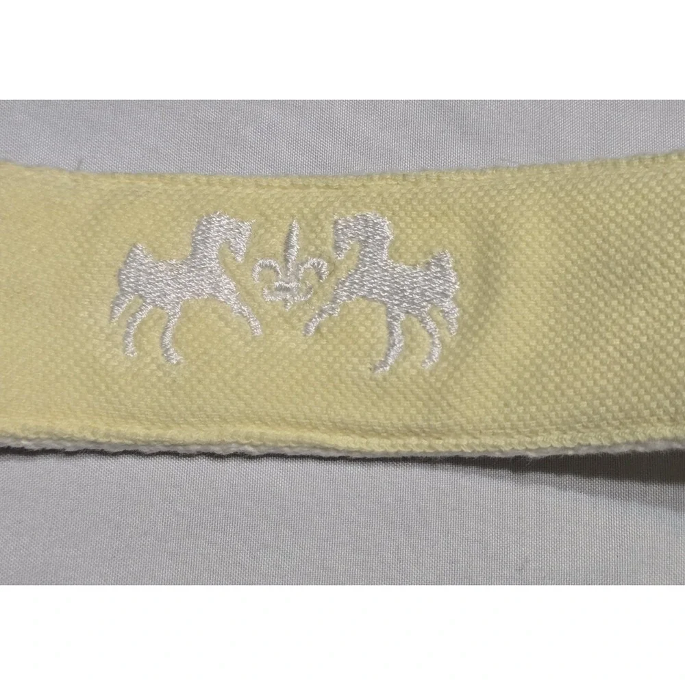 Equine Couture Fabric Cotton D-Ring Belt Yellow Horses Embroidered Rare Size Med